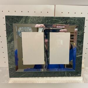 Forest Green Marble Mirror Double 4x6 Photo Frame Vintage
